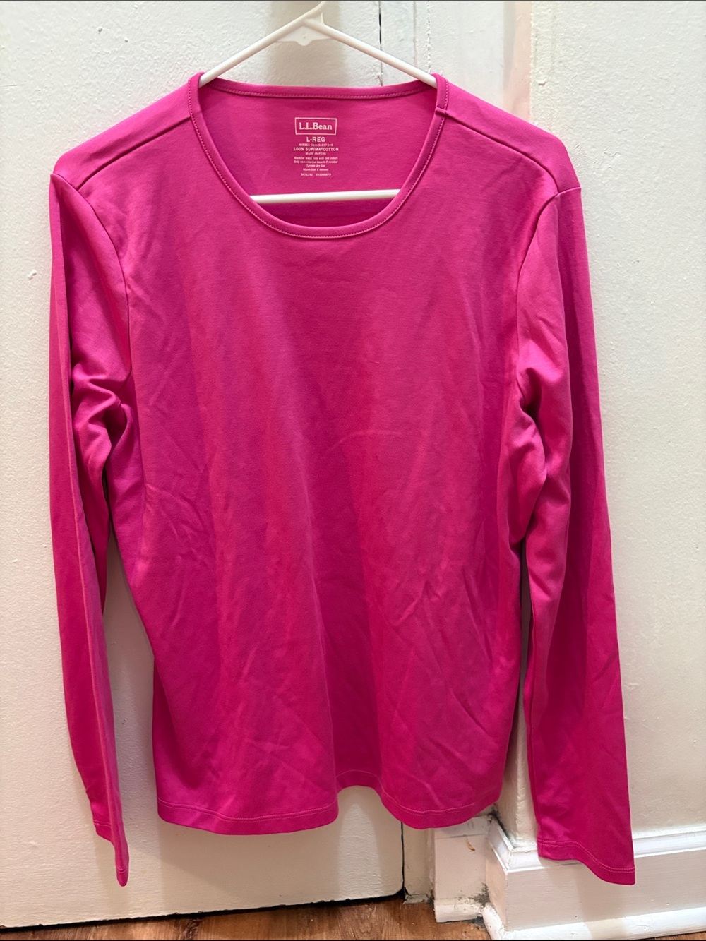 L.L. Bean Women's Long Sleeve Tee Bright Fuchsia Pink Size Large